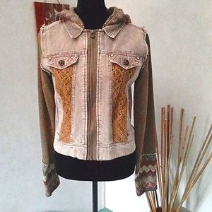 MISS ME SMALL OLIVE GREEN DENIM JACKET WITH HOODY